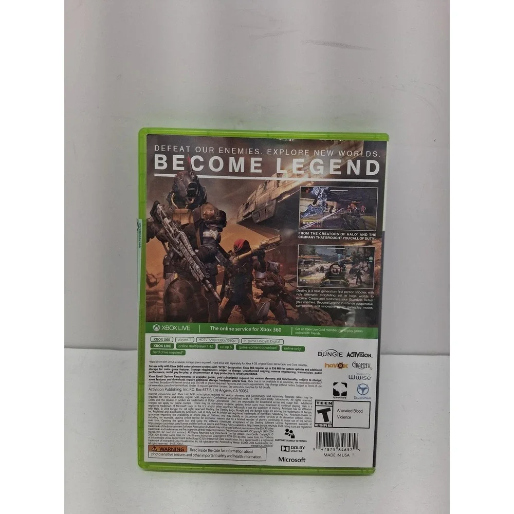 Destiny Xbox 360 Bungie Activision Microsoft NTSC Video Game Disc Case Teen